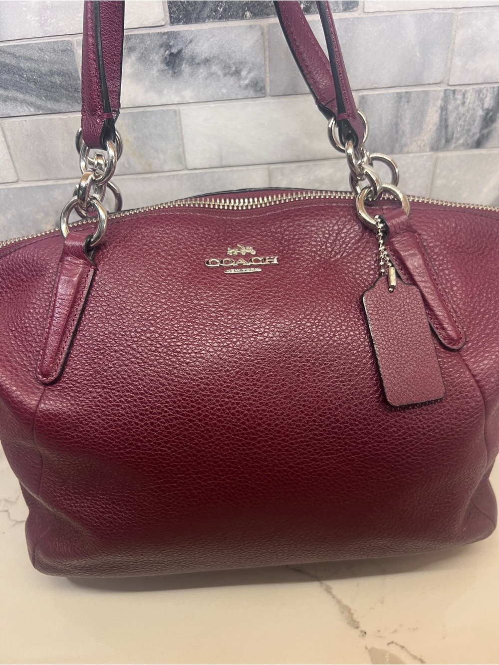 AUTHENTIC Coach Prairie Satchel Burgundy Oxblood Pebbled Leather Crossbody Bag